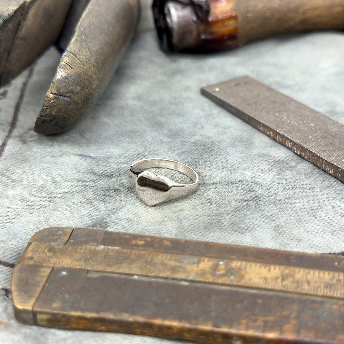 Heart Shaped Signet Platinum Ring
