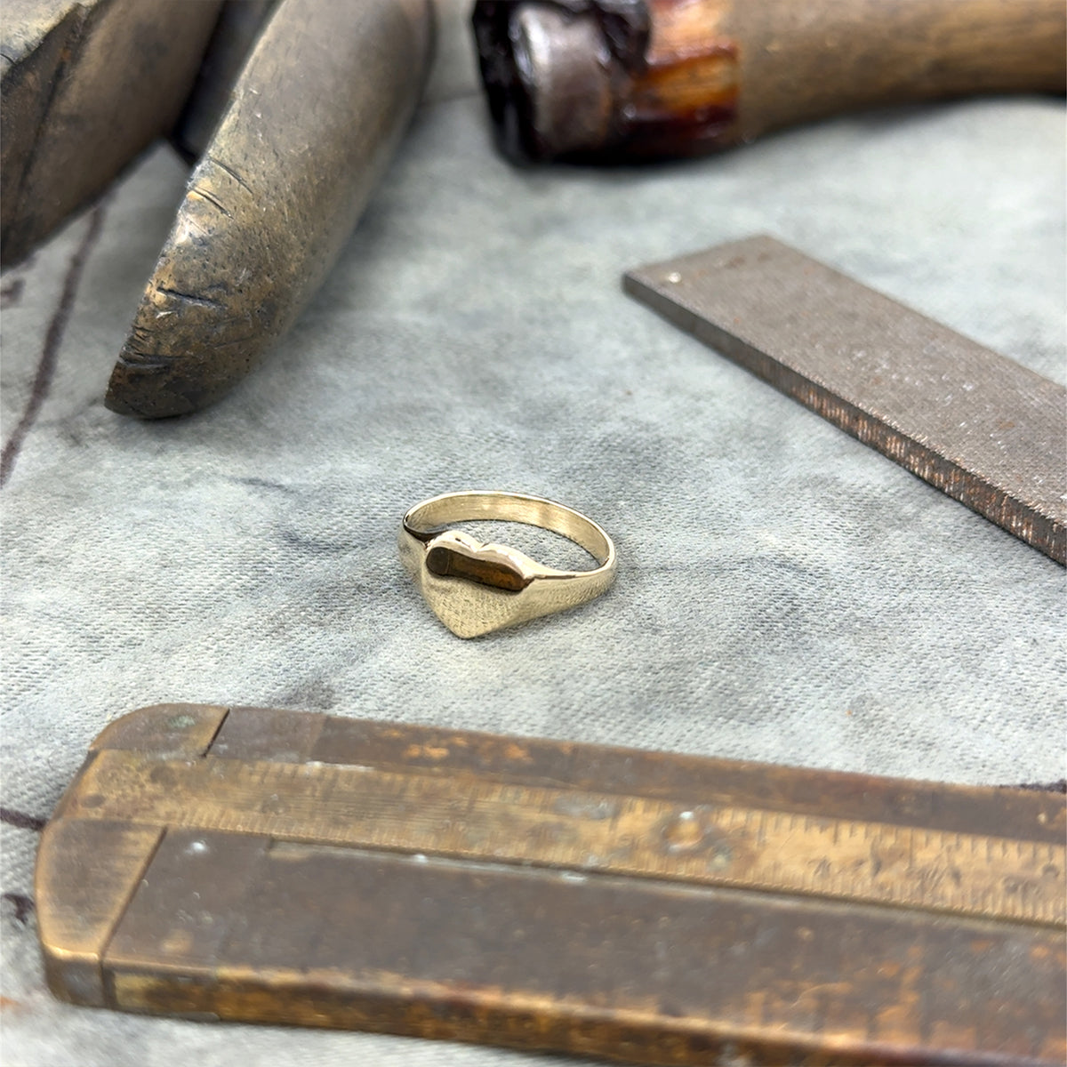 Heart Shaped Signet 9ct Yellow Gold Ring