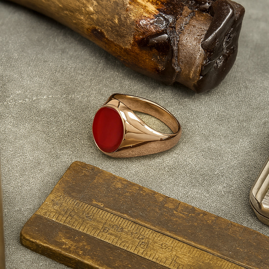 Carnelian Stone 18ct Rose Gold Set Oval Signet Ring