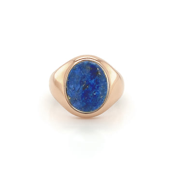 Lapis Lazuli Stone 9ct Rose Gold Set Oval Signet Ring