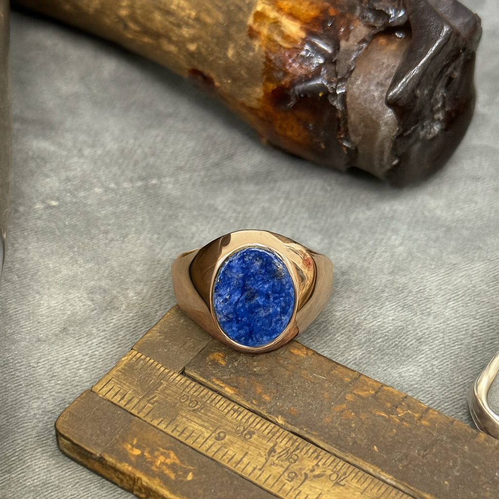 Lapis Lazuli Stone 9ct Rose Gold Set Oval Signet Ring