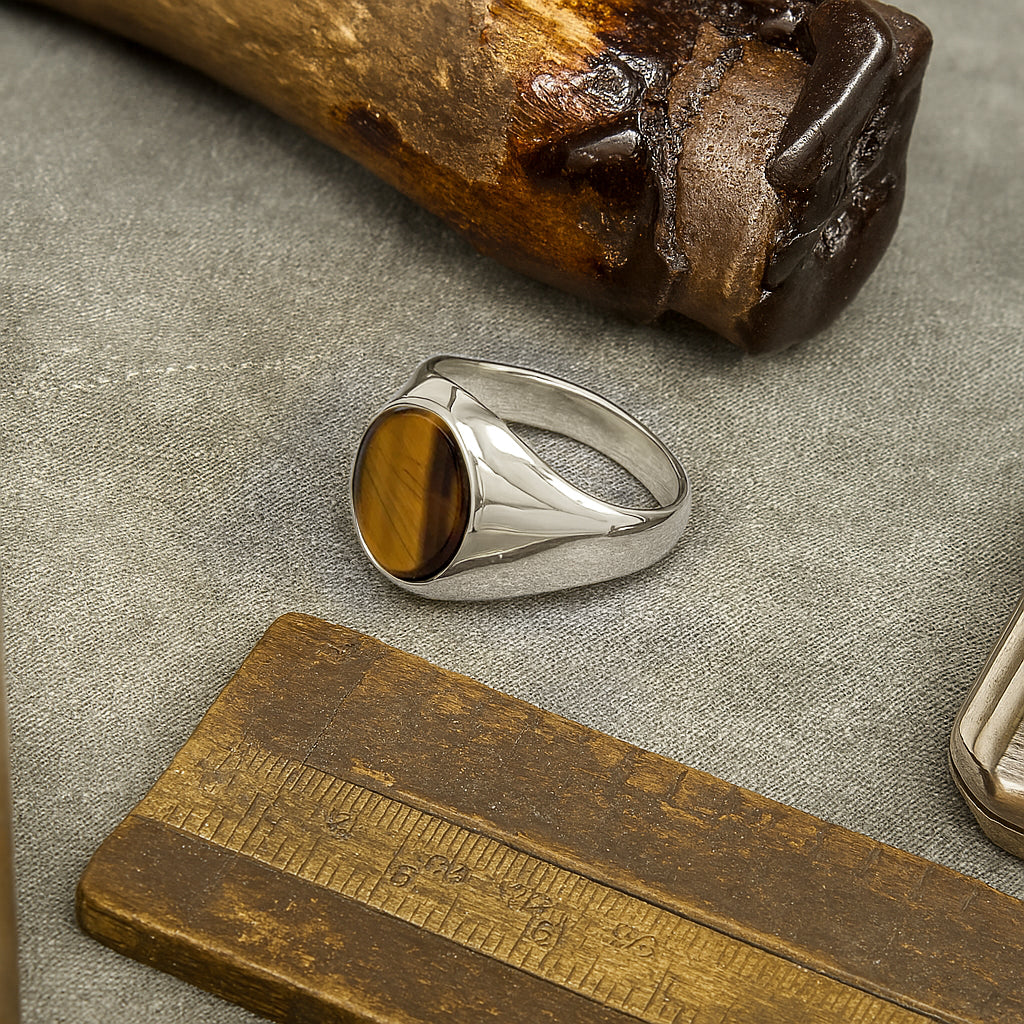 Tiger’s Eye Stone Silver Set Oval Signet Ring