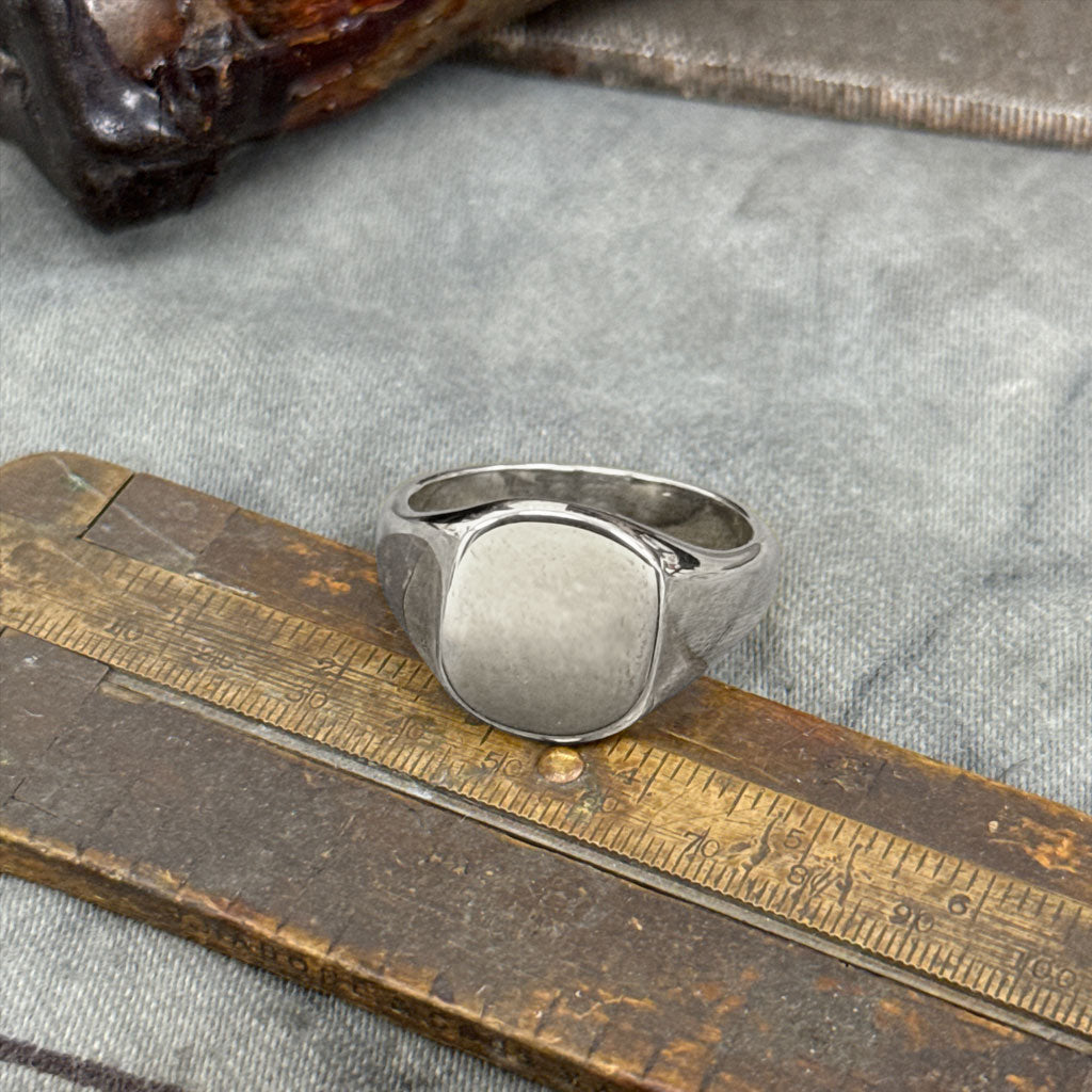 Cushion Signet Silver Ring