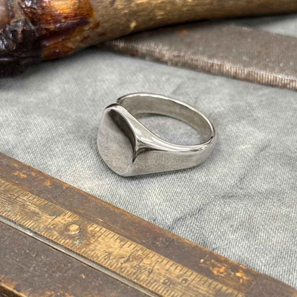 Cushion Signet Silver Ring