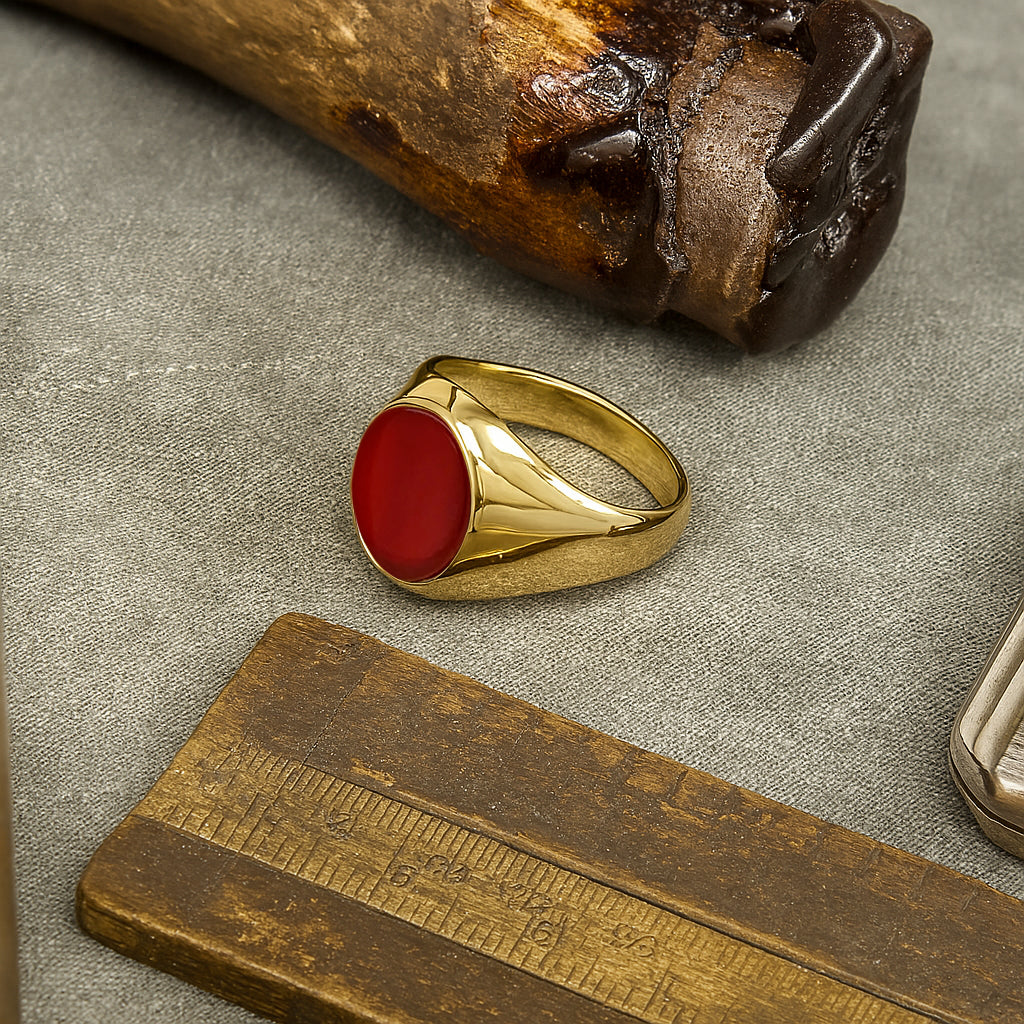Carnelian Stone 9ct Yellow Gold Set Oval Signet Ring