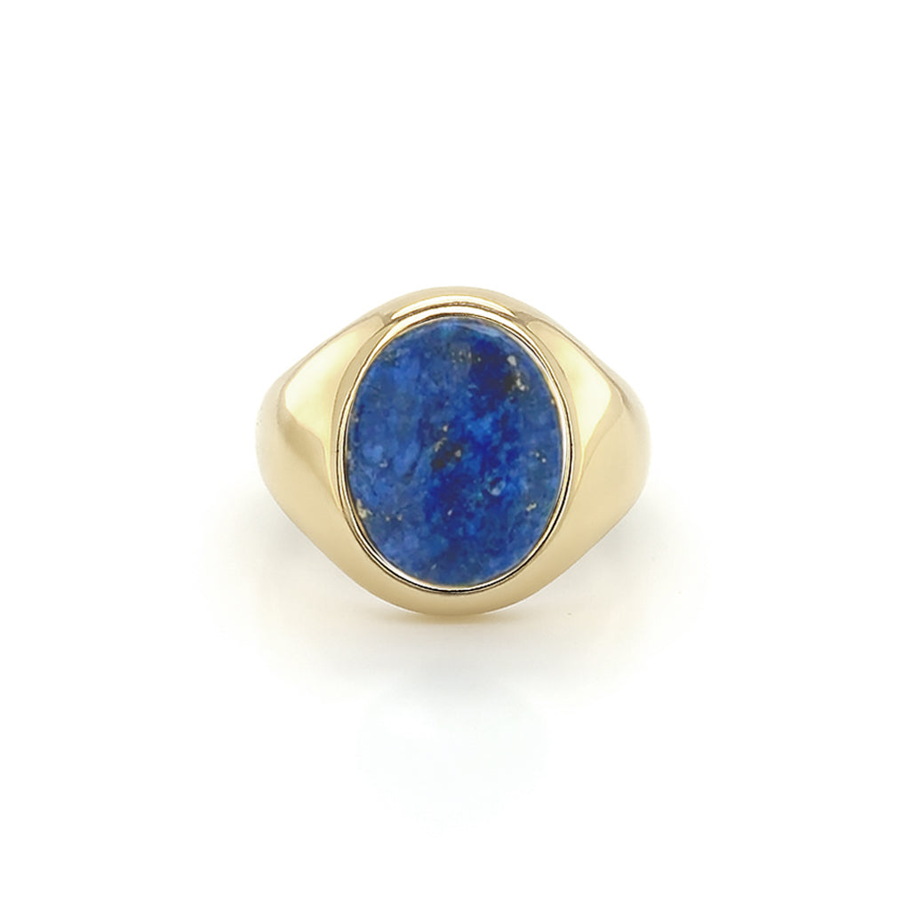 Lapis Lazuli Stone 18ct Yellow Gold Set Oval Signet Ring
