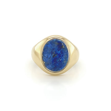 Lapis Lazuli Stone 18ct Yellow Gold Set Oval Signet Ring