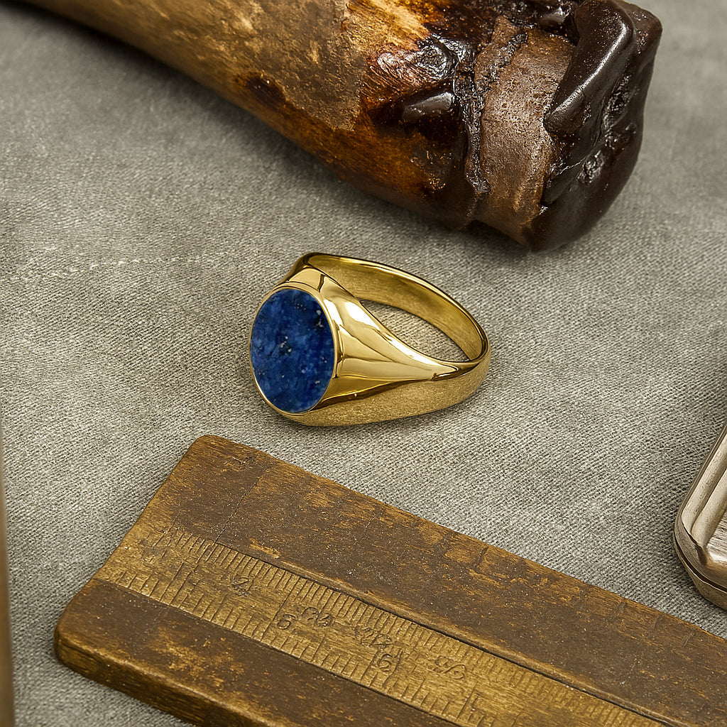 Lapis Lazuli Stone 18ct Yellow Gold Set Oval Signet Ring