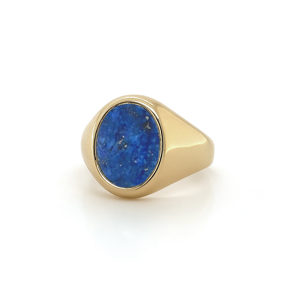 Lapis Lazuli Stone 18ct Yellow Gold Set Oval Signet Ring