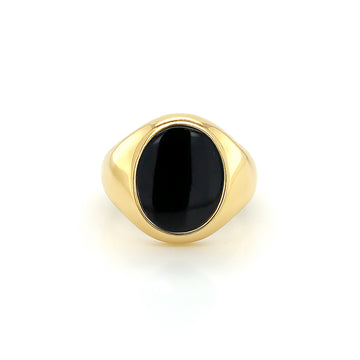 Onyx Stone 18ct Yellow Gold Set Oval Signet Ring