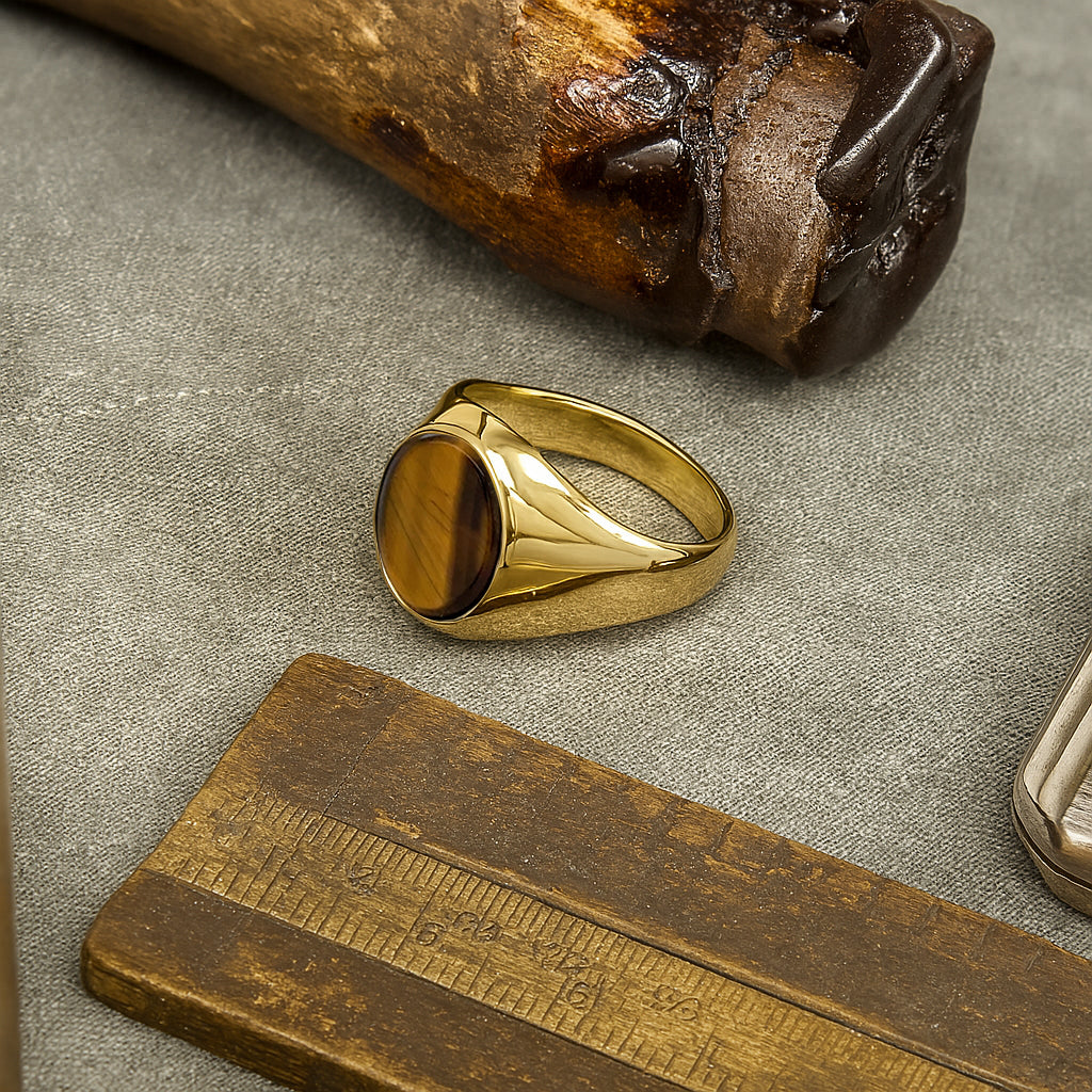 Tiger’s Eye Stone 18ct Yellow Gold Set Oval Signet Ring