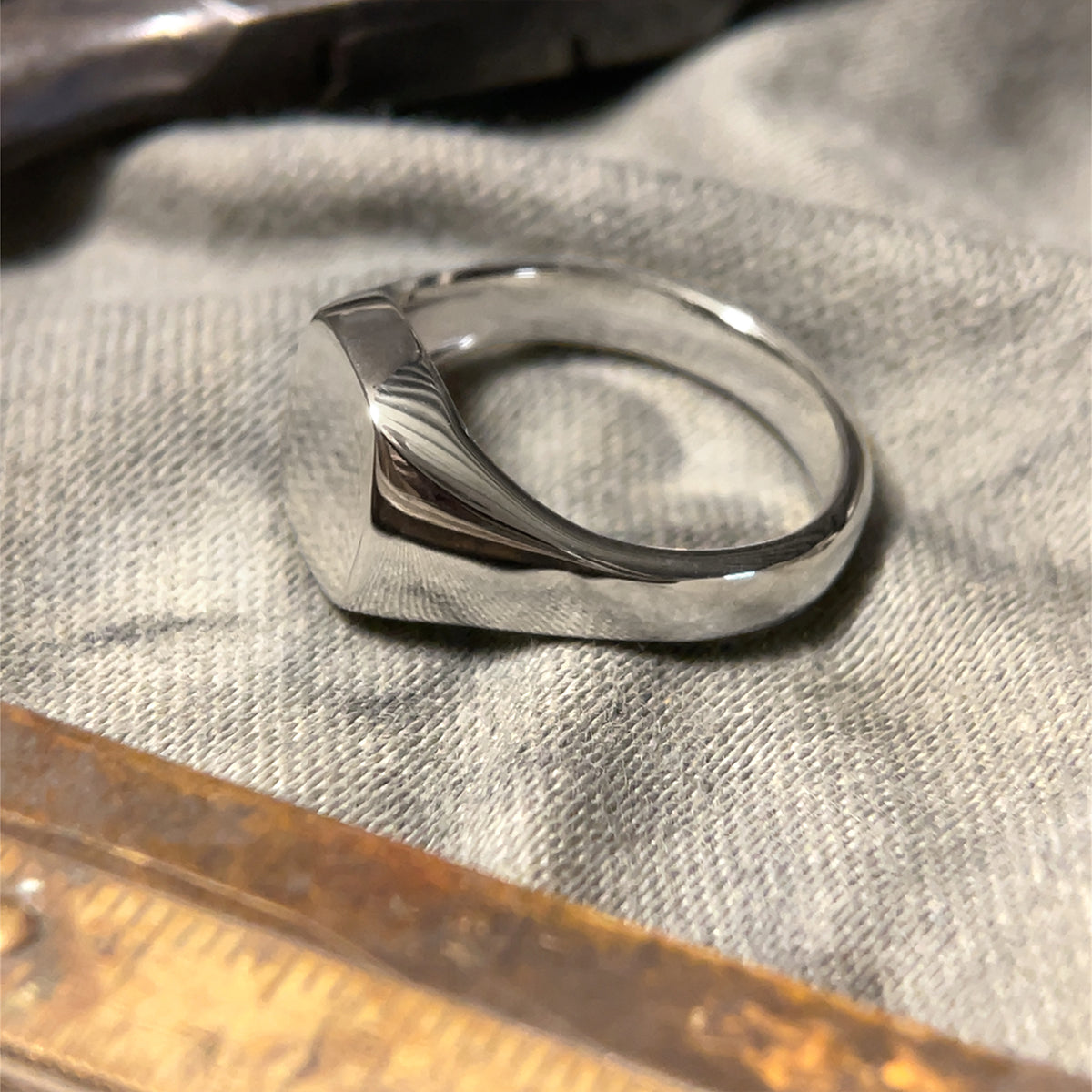 Cushion Signet Silver Ring