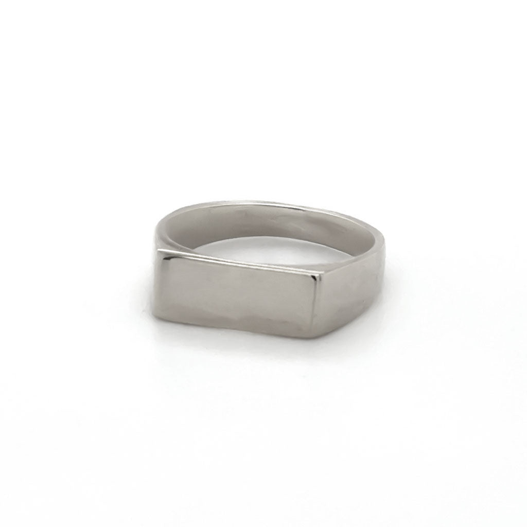 Rectangle Signet 18ct White Gold Ring